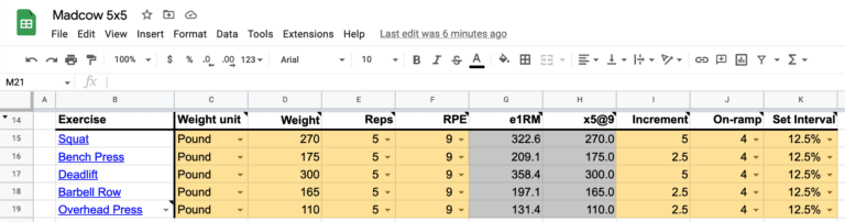 Madcow 5×5 Workout Spreadsheet V3 (2024) | Stronglifts