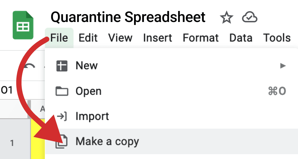 Copy the Quarantine Spreadsheet